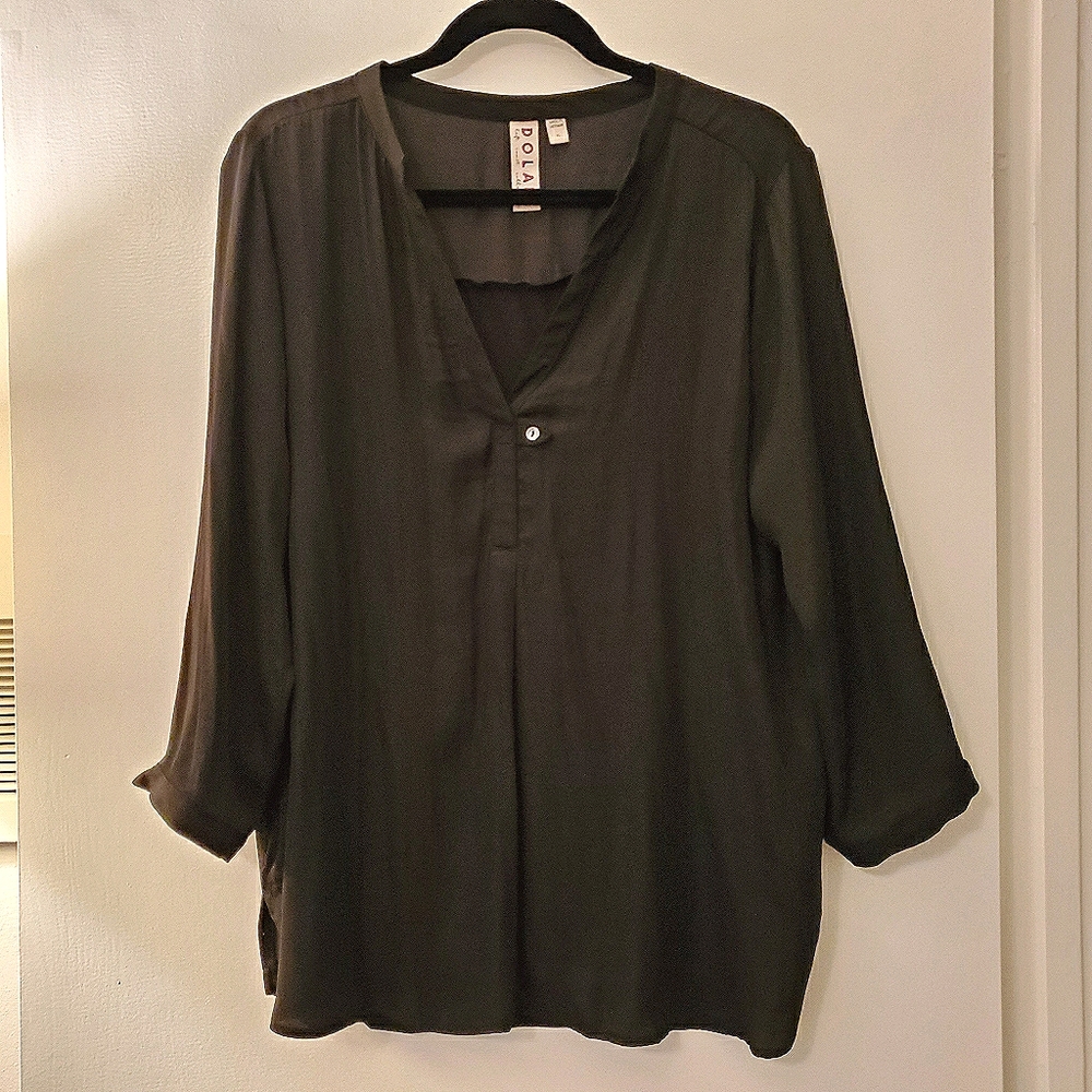 Dolan x Anthropologie Black 3/4 Sleeve Blouse